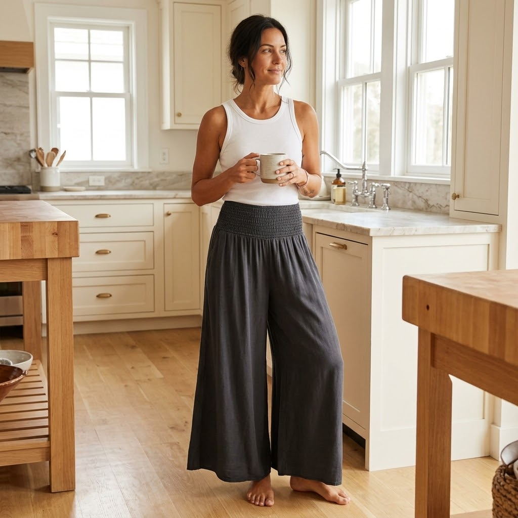 Dalinor | Smocked Waist Wide Leg Palazzo Pants for Women