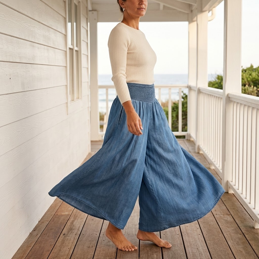 Dalinor | Smocked Waist Wide Leg Palazzo Pants for Women