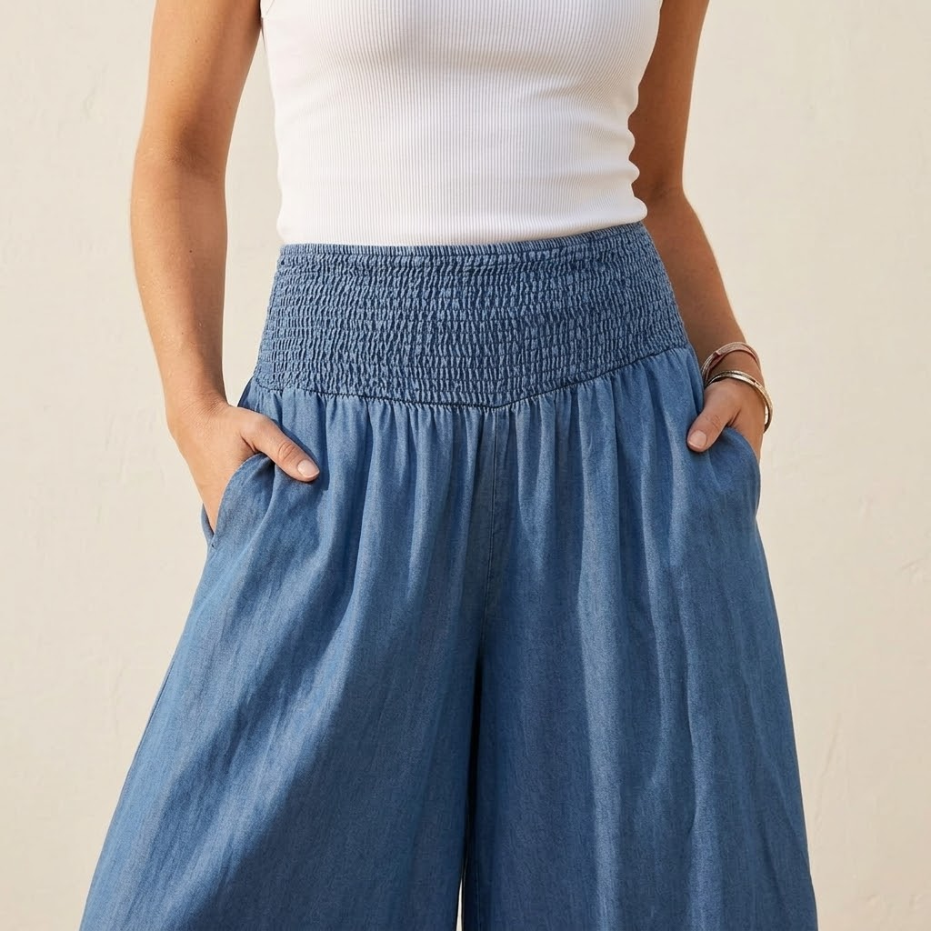 Dalinor | Smocked Waist Wide Leg Palazzo Pants for Women