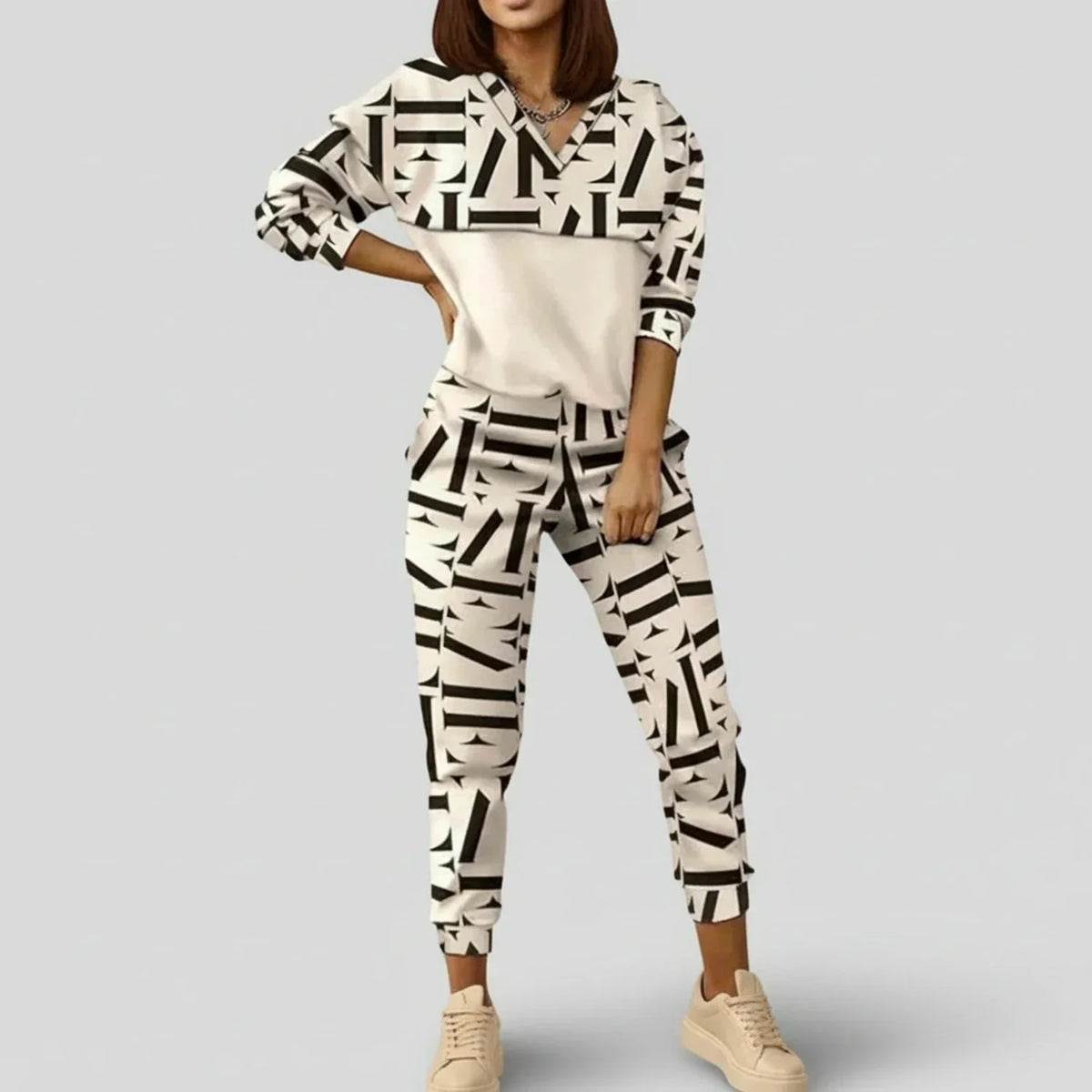 Ivana | Leopard Print Two-Piece Sweat Set for Women
