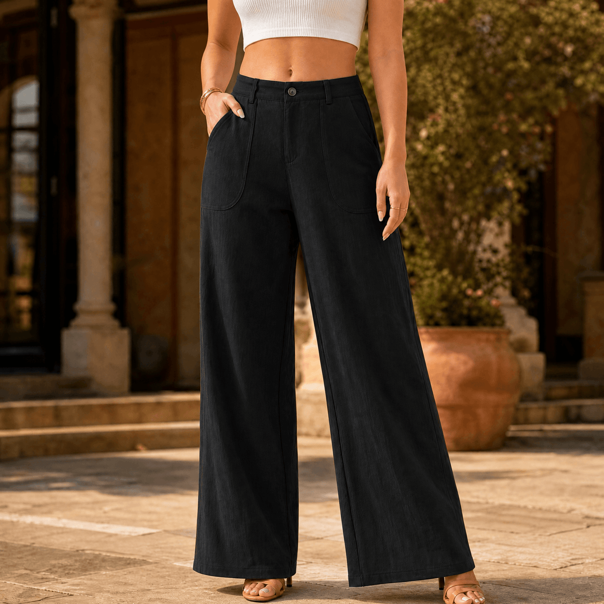 Margrit | High-Waisted Wide-Leg Palazzo Pants for Women