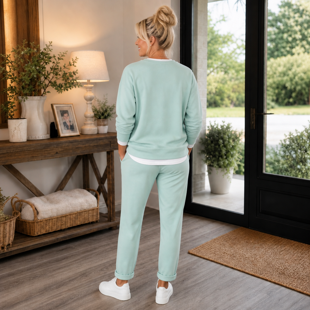 Mikayla | Side-Slit Ribbed Sweat Set with Slouchy Top for Women