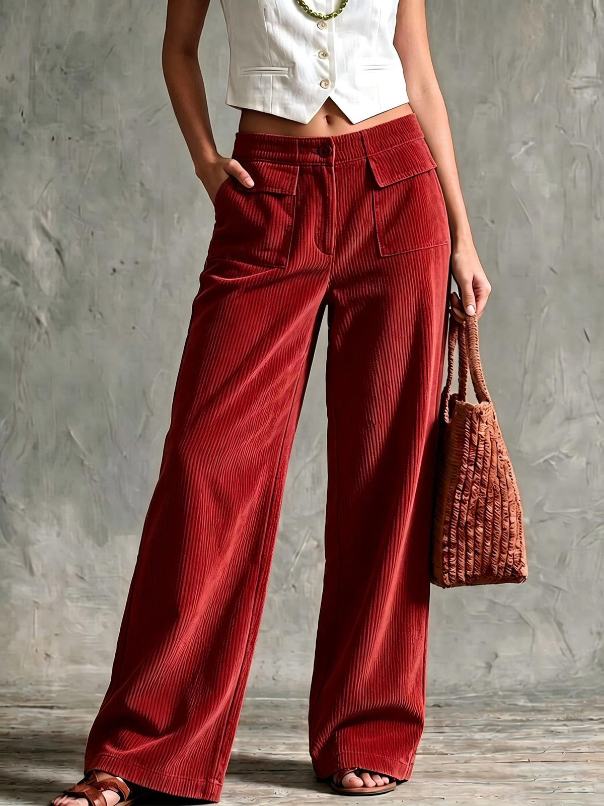 Frankie | Ribbed Corduroy Wide Pants for Women