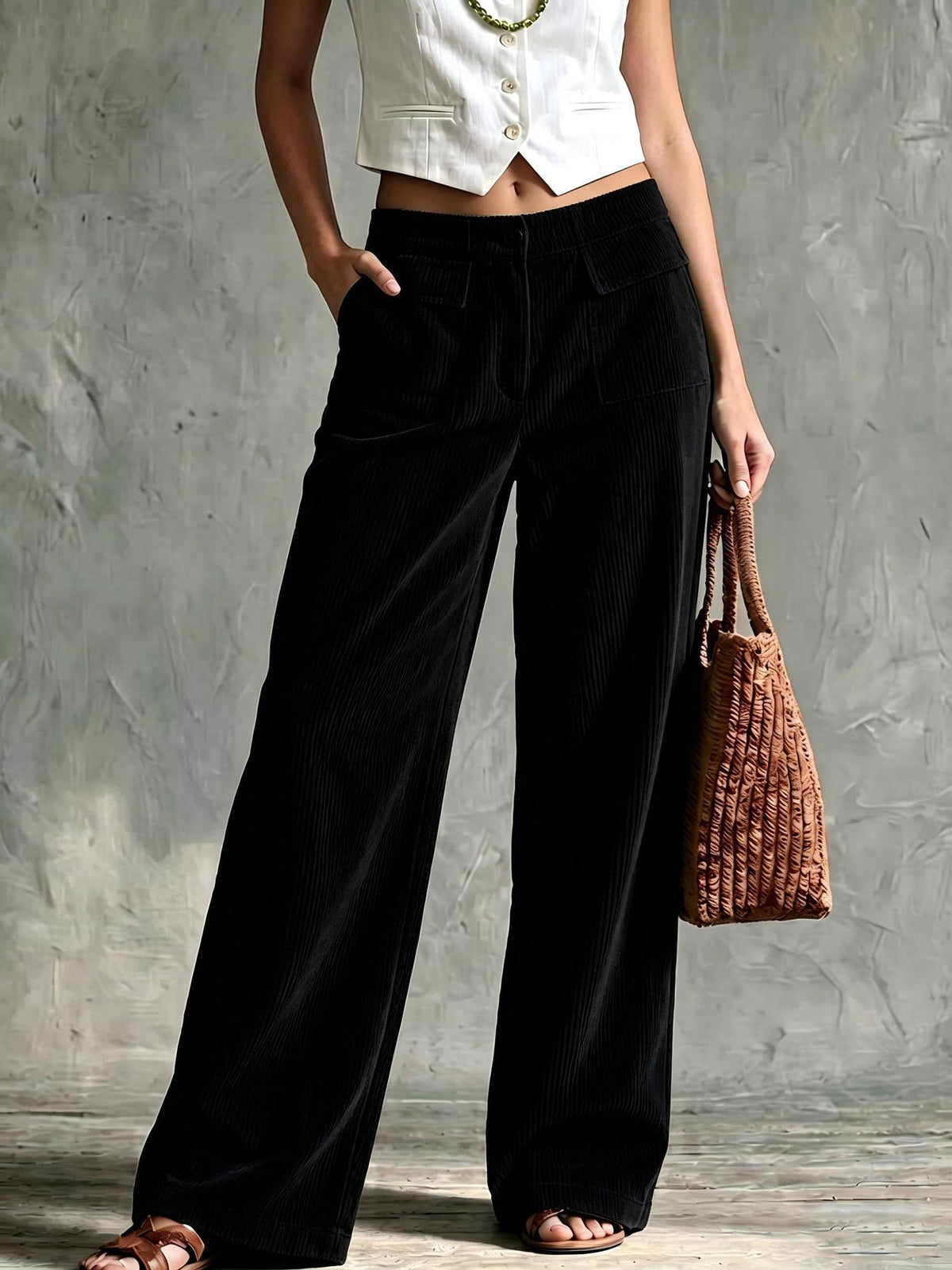 Frankie | Ribbed Corduroy Wide Pants for Women
