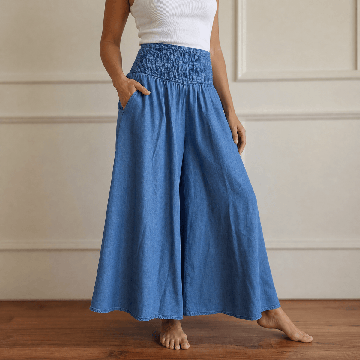 Dalinor | Smocked Waist Wide Leg Palazzo Pants for Women