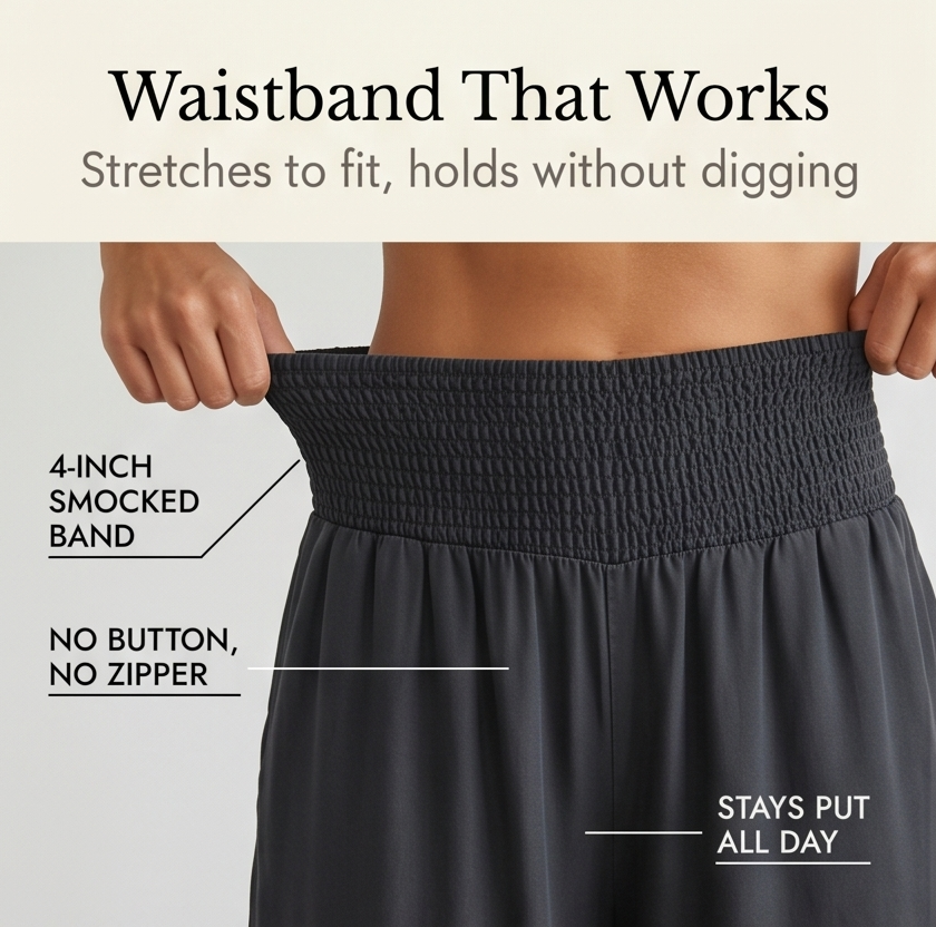 Dalinor | Smocked Waist Wide Leg Palazzo Pants for Women