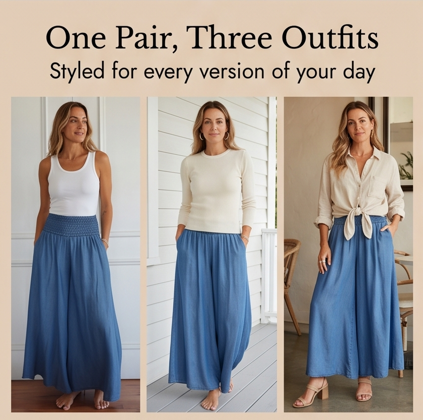 Dalinor | Smocked Waist Wide Leg Palazzo Pants for Women