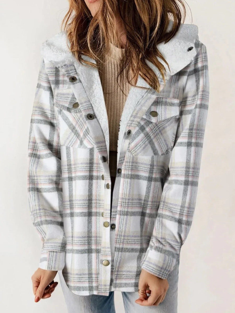 Wynstra | Hooded Plaid Jacket with Chest Pockets for Women