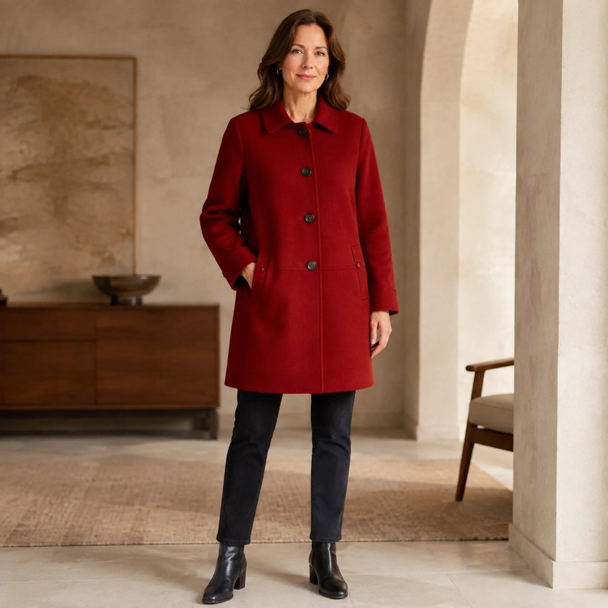 Brigit | Single-Breasted Wool Coat for Women