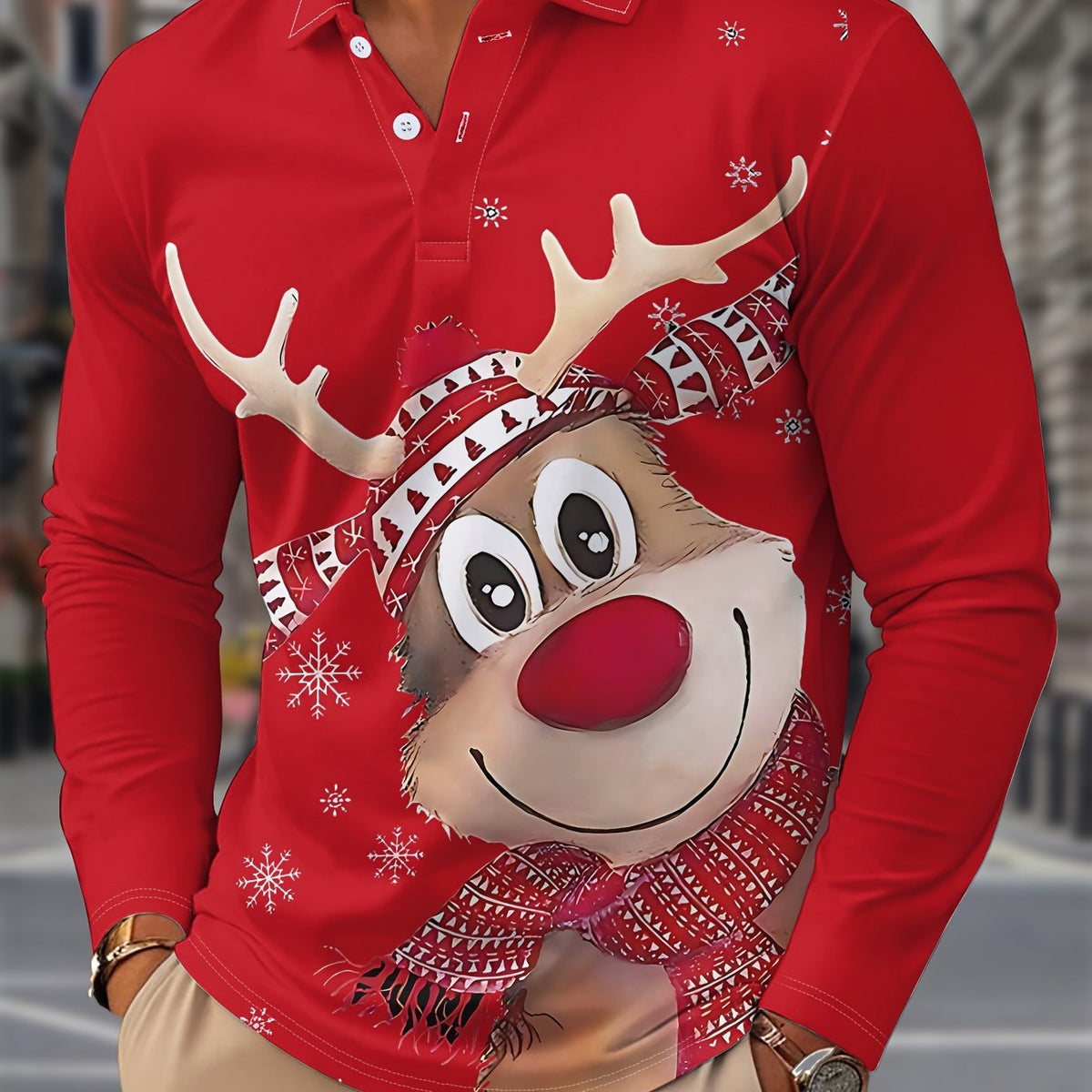Michel | Printed Collared Long Sleeve Shirt for Men