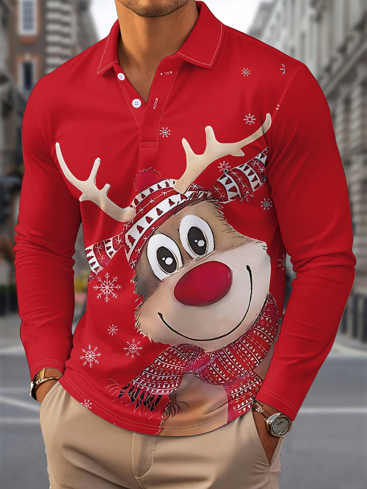 Michel | Printed Collared Long Sleeve Shirt for Men