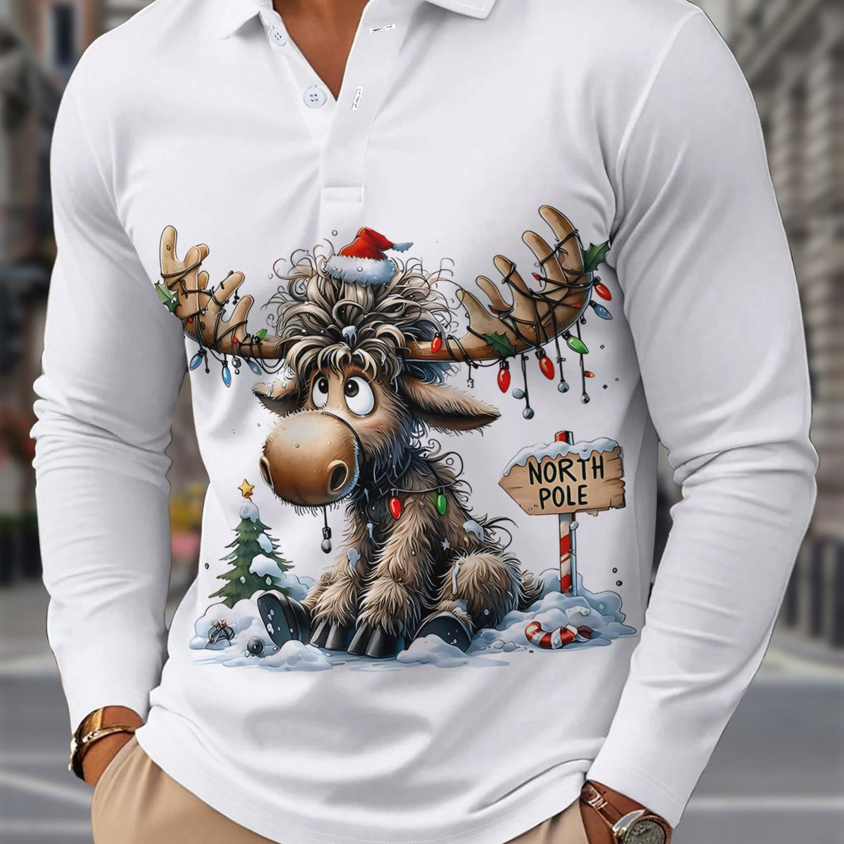 Bertus | Reindeer Print Button-Down Shirt for Men