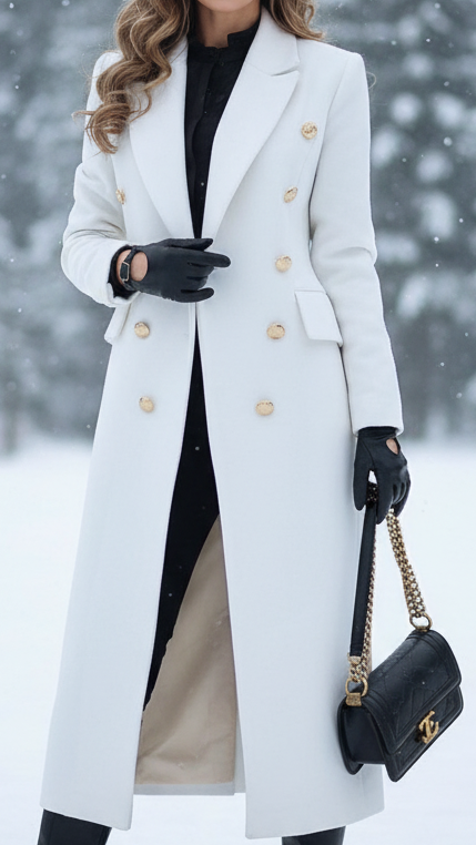 Elowenne | Double-Breasted Longline Winter Coat for Women