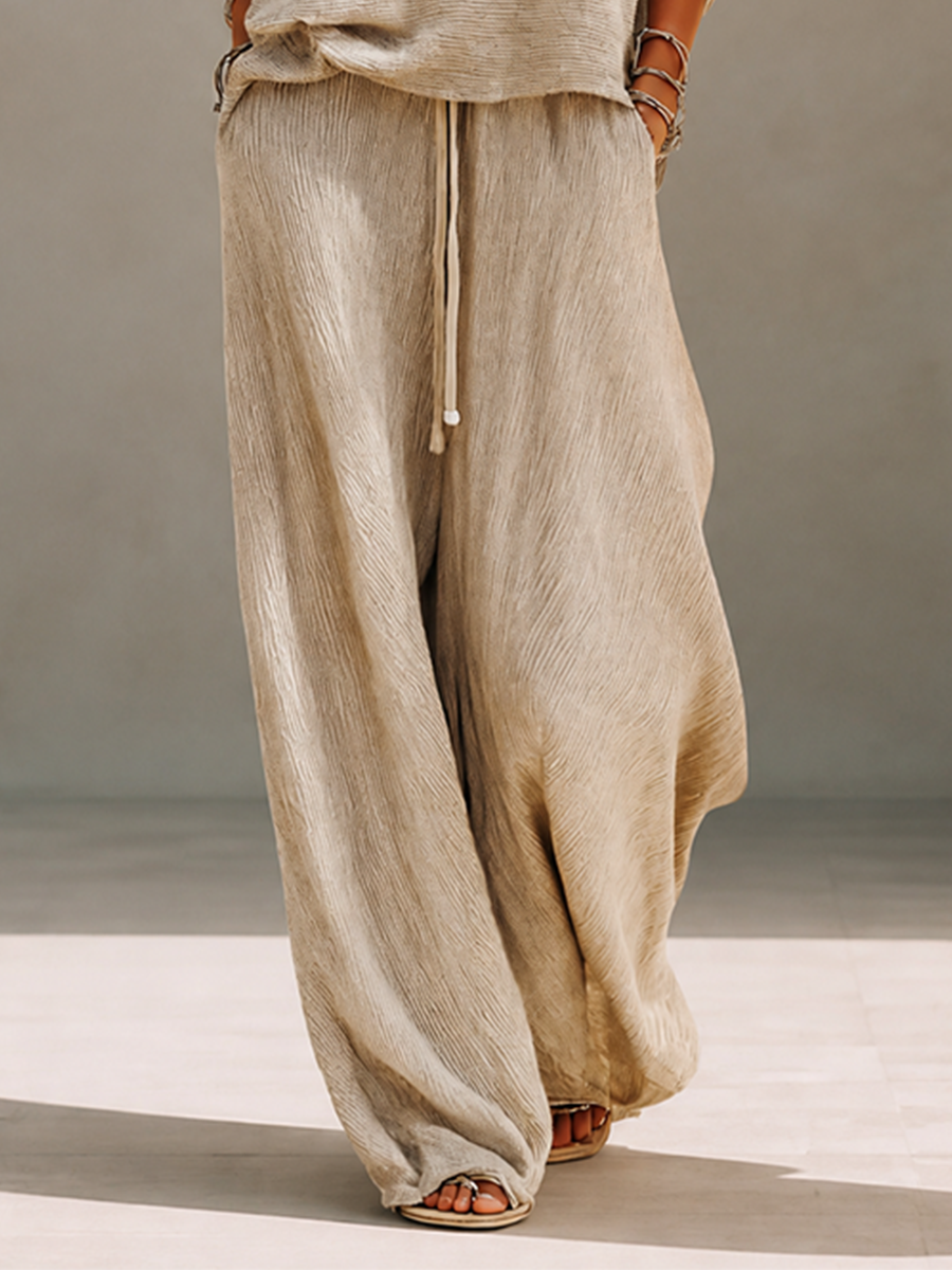 Nadalia | Boat Neck Sweat Set with Wide Leg Pants for Women