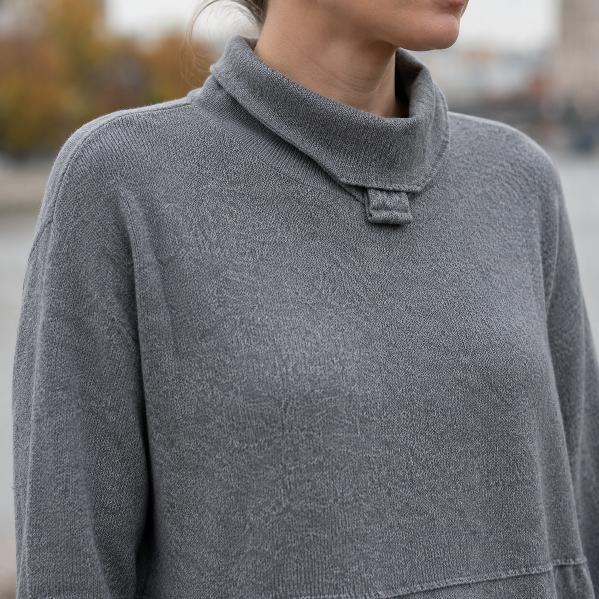 Dominique | Ribbed Mock Neck Long Sleeve Dress with Pockets