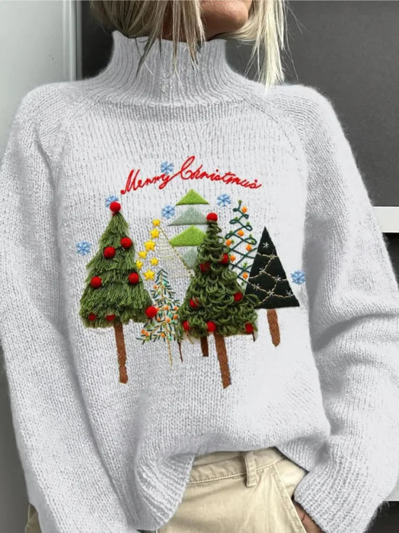 Courtney | Embroidered Christmas Sweater with Turtleneck