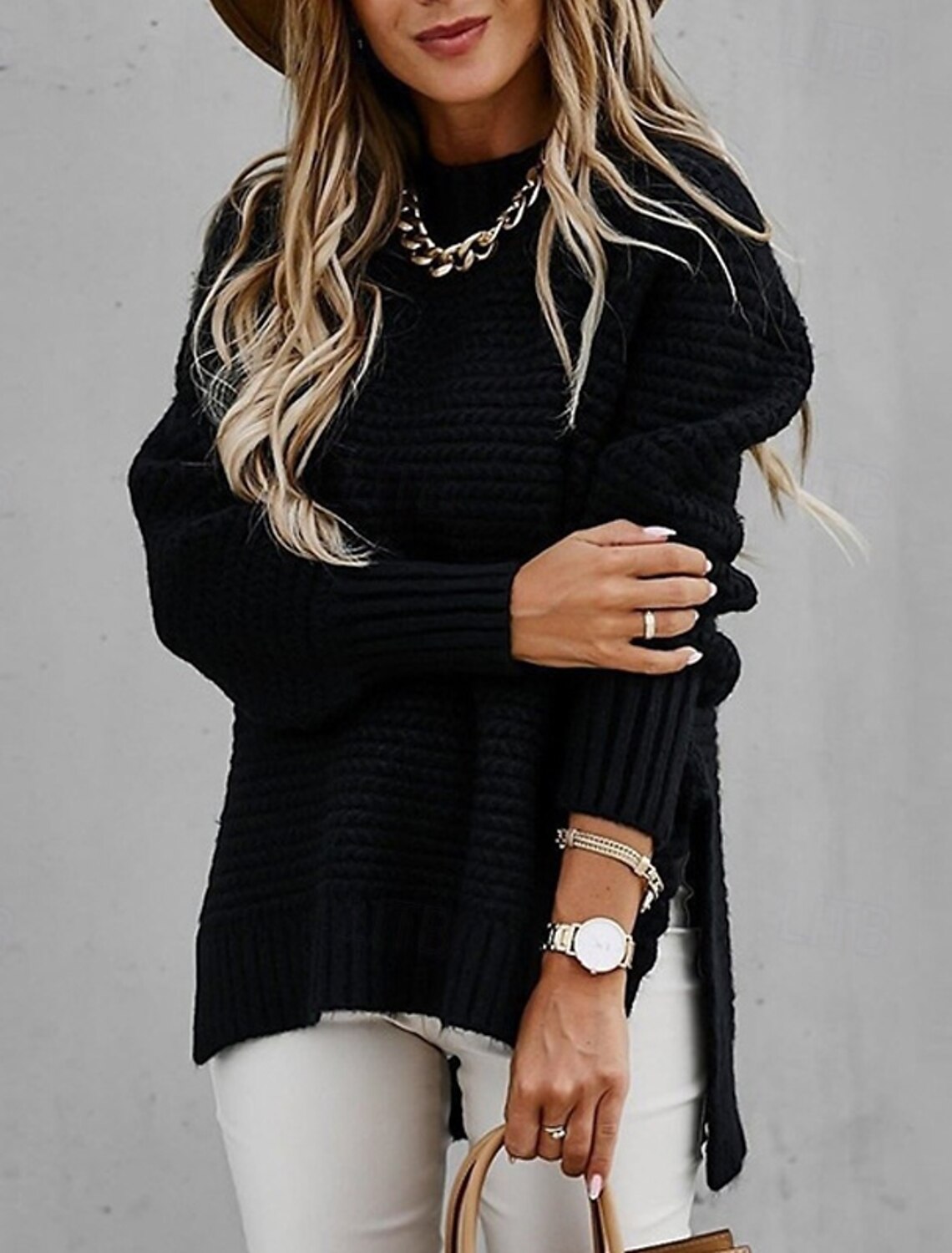 Irina | Chunky Cable Knit Sweater with Mock Neck for Women