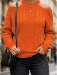 Merel | Cable Knit Sweater with Shoulder Cutout for Women