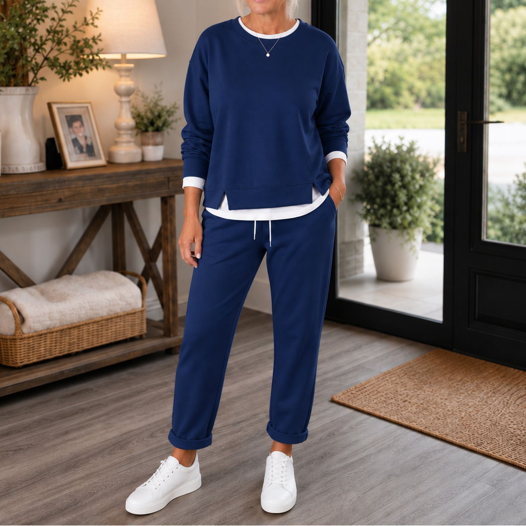Mikayla | Side-Slit Ribbed Sweat Set with Slouchy Top for Women