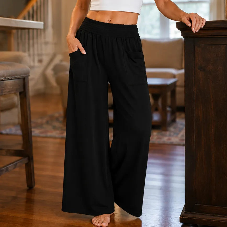 Krystal | High-Rise Wide Leg Palazzo Pants with Pockets for Women
