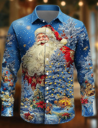 Lachlan | Christmas Santa Print Button-Down Shirt for Men