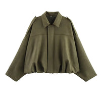 Raina | Faux Suede Lapel Zip-Up Bomber Jacket for Women