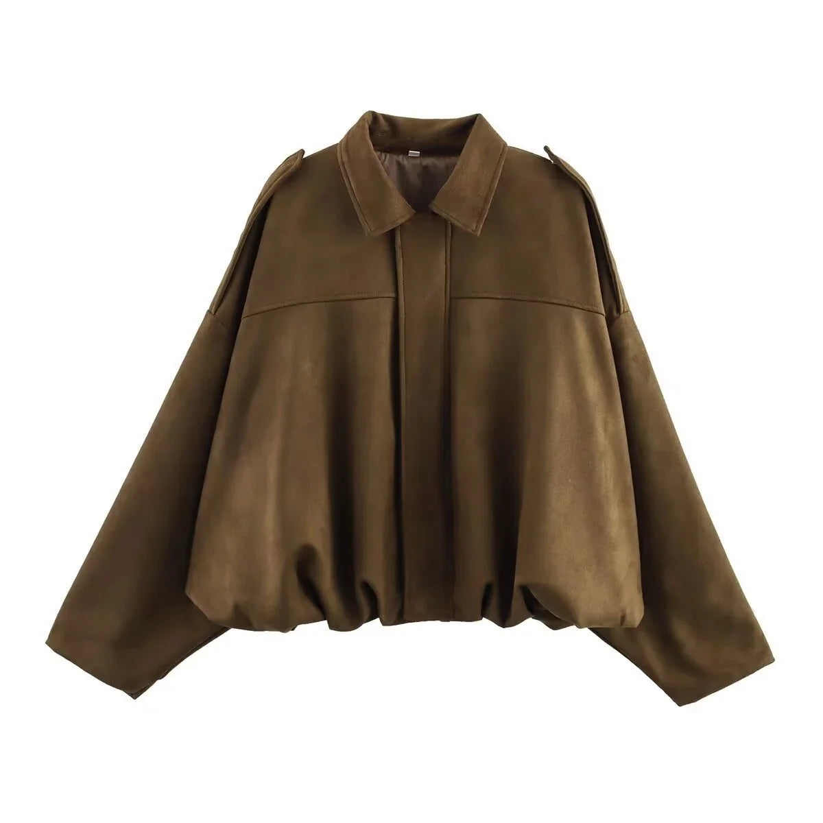 Raina | Faux Suede Lapel Zip-Up Bomber Jacket for Women