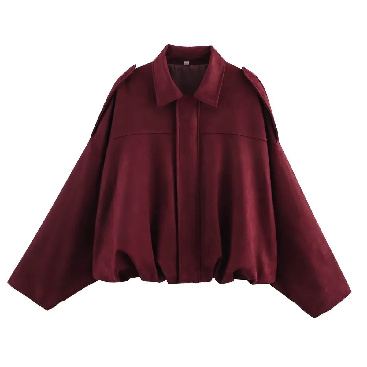 Raina | Faux Suede Lapel Zip-Up Bomber Jacket for Women
