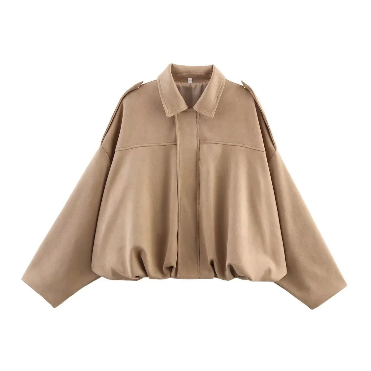 Raina | Faux Suede Lapel Zip-Up Bomber Jacket for Women