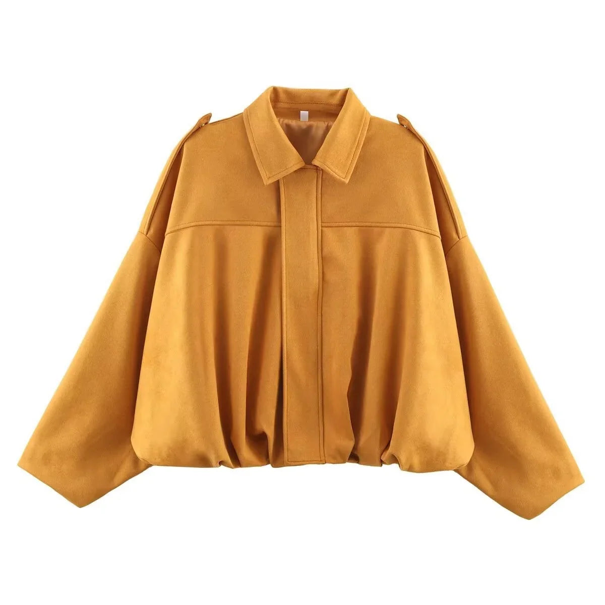 Raina | Faux Suede Lapel Zip-Up Bomber Jacket for Women