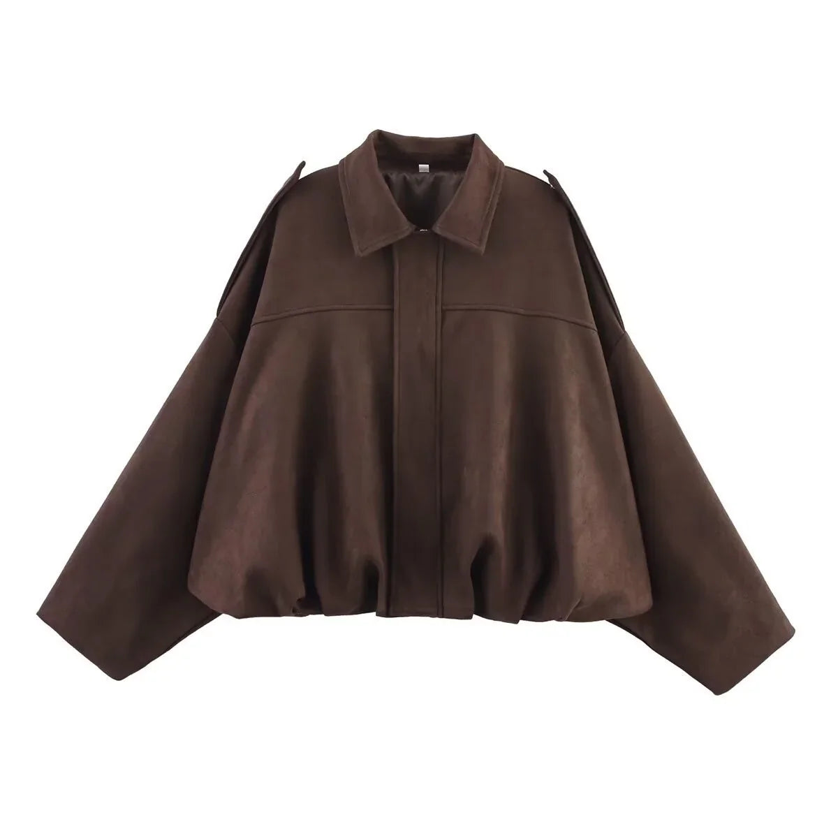 Raina | Faux Suede Lapel Zip-Up Bomber Jacket for Women