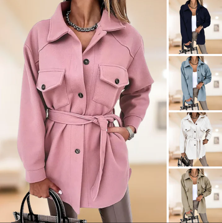 Braelyn | Belted Button-Front Shirt Jacket for Women