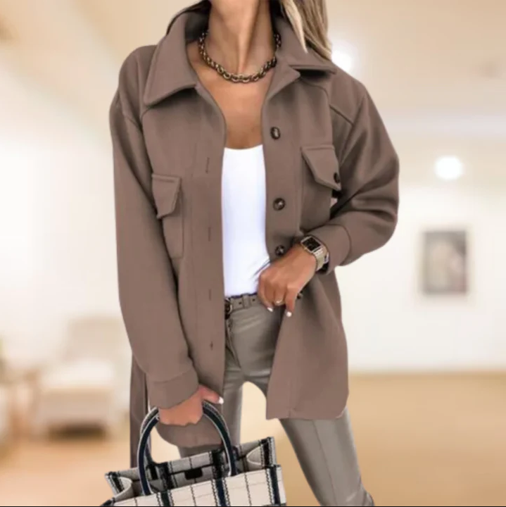 Braelyn | Belted Button-Front Shirt Jacket for Women