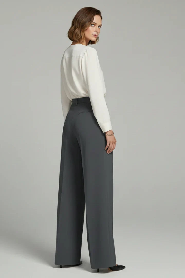 Noella | Wide Leg Palazzo Pants with Front Pleats for Women