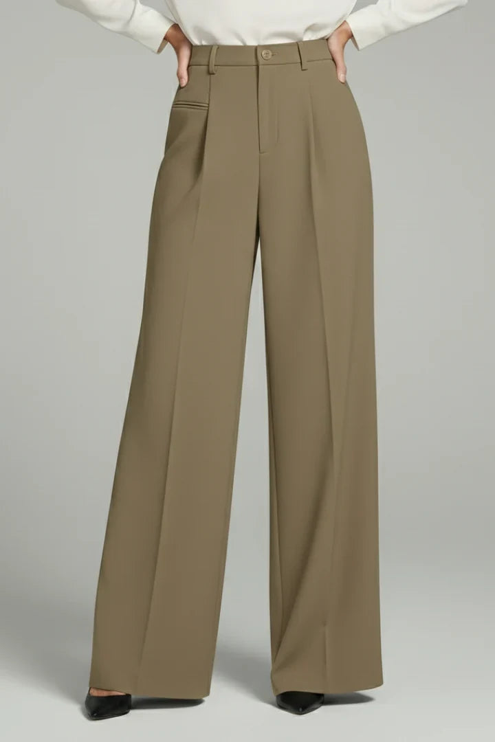 Noella | Wide Leg Palazzo Pants with Front Pleats for Women