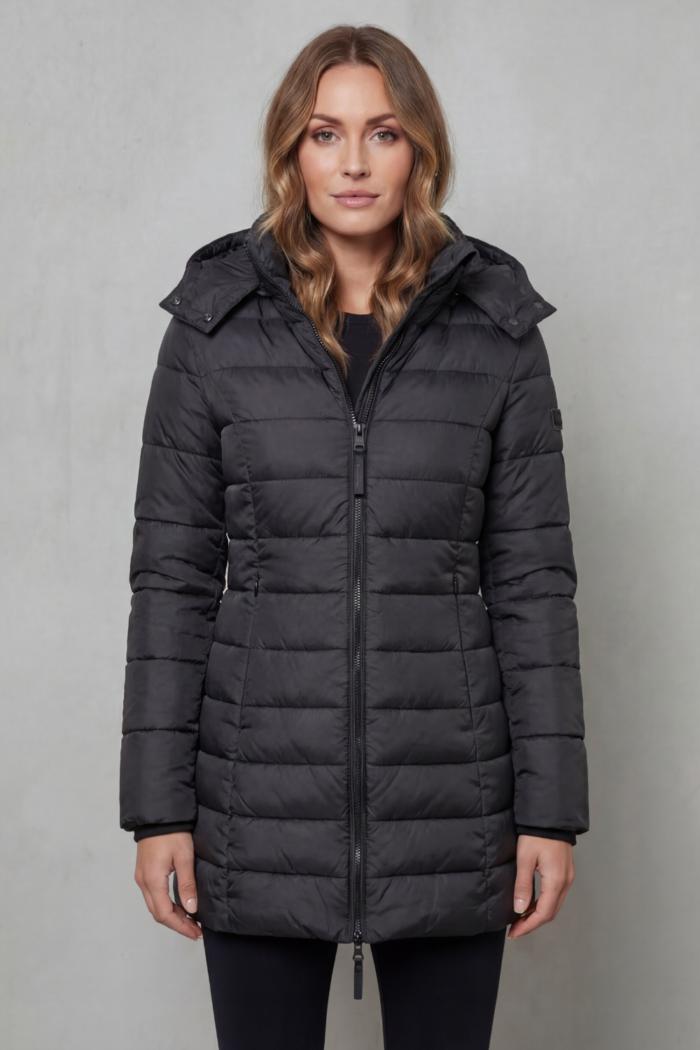 Nete | Longline Quilted Puffer Jacket with Hood for Women