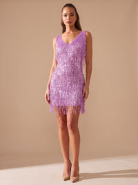 Lammert | Sequin Fringe A-Line Mini Christmas Dress for Women