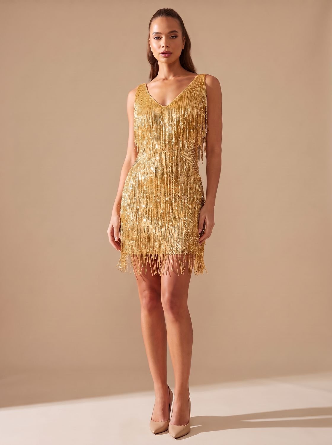 Lammert | Sequin Fringe A-Line Mini Christmas Dress for Women