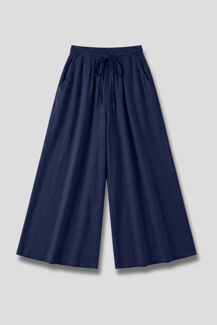 Ilka | Drawstring Wide Leg Palazzo Pants with Pockets for Women