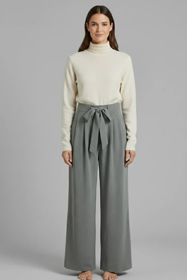 Jula | Tie Waist Palazzo Pants with Side Pockets for Women