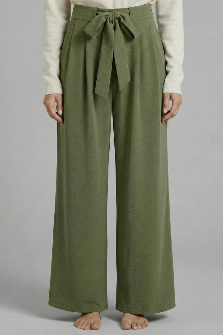 Jula | Tie Waist Palazzo Pants with Side Pockets for Women