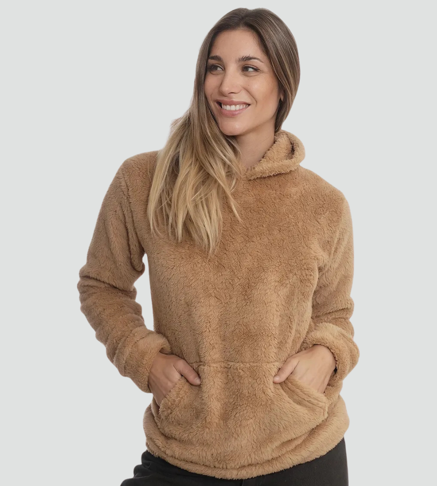 Alanis | Fuzzy Fleece Pullover Hoodie with Kangaroo Pocket
