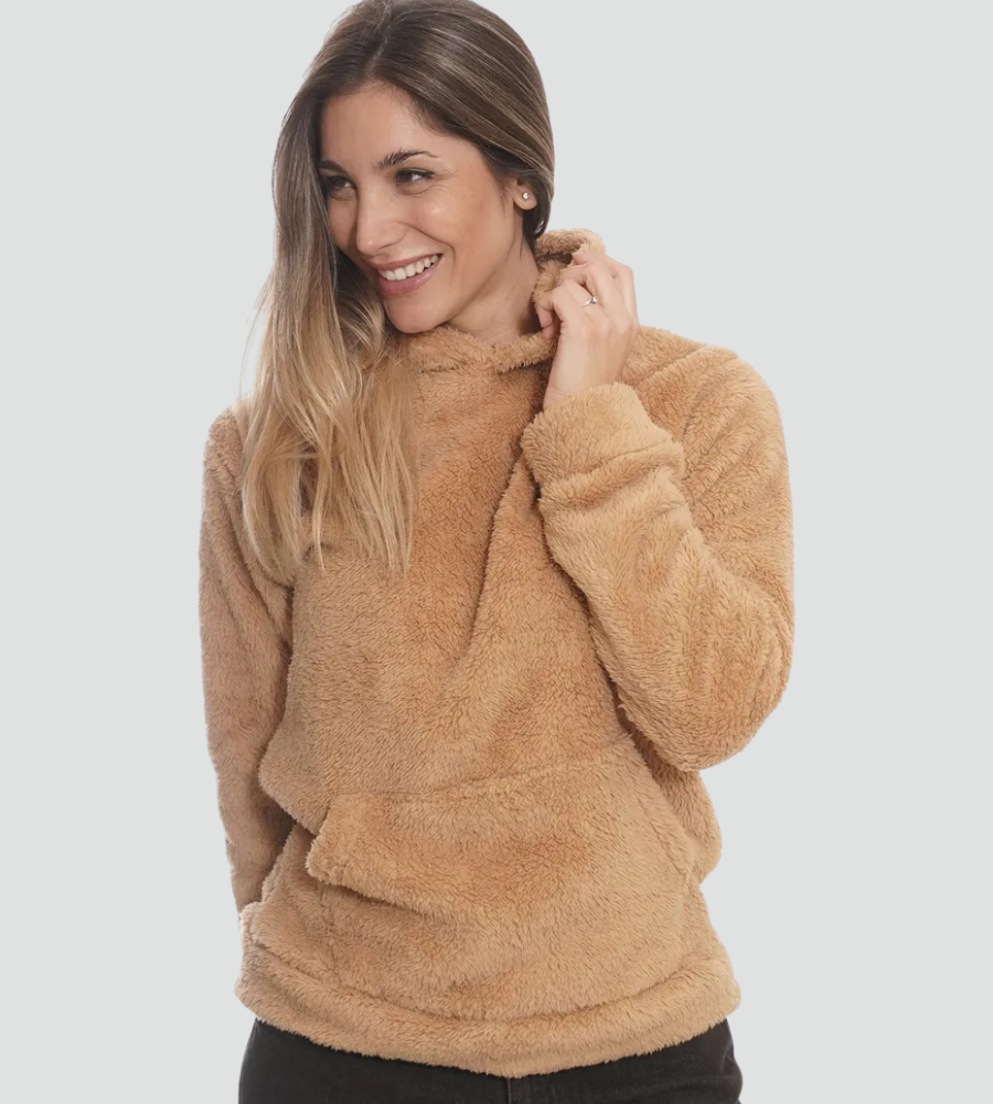 Alanis | Fuzzy Fleece Pullover Hoodie with Kangaroo Pocket