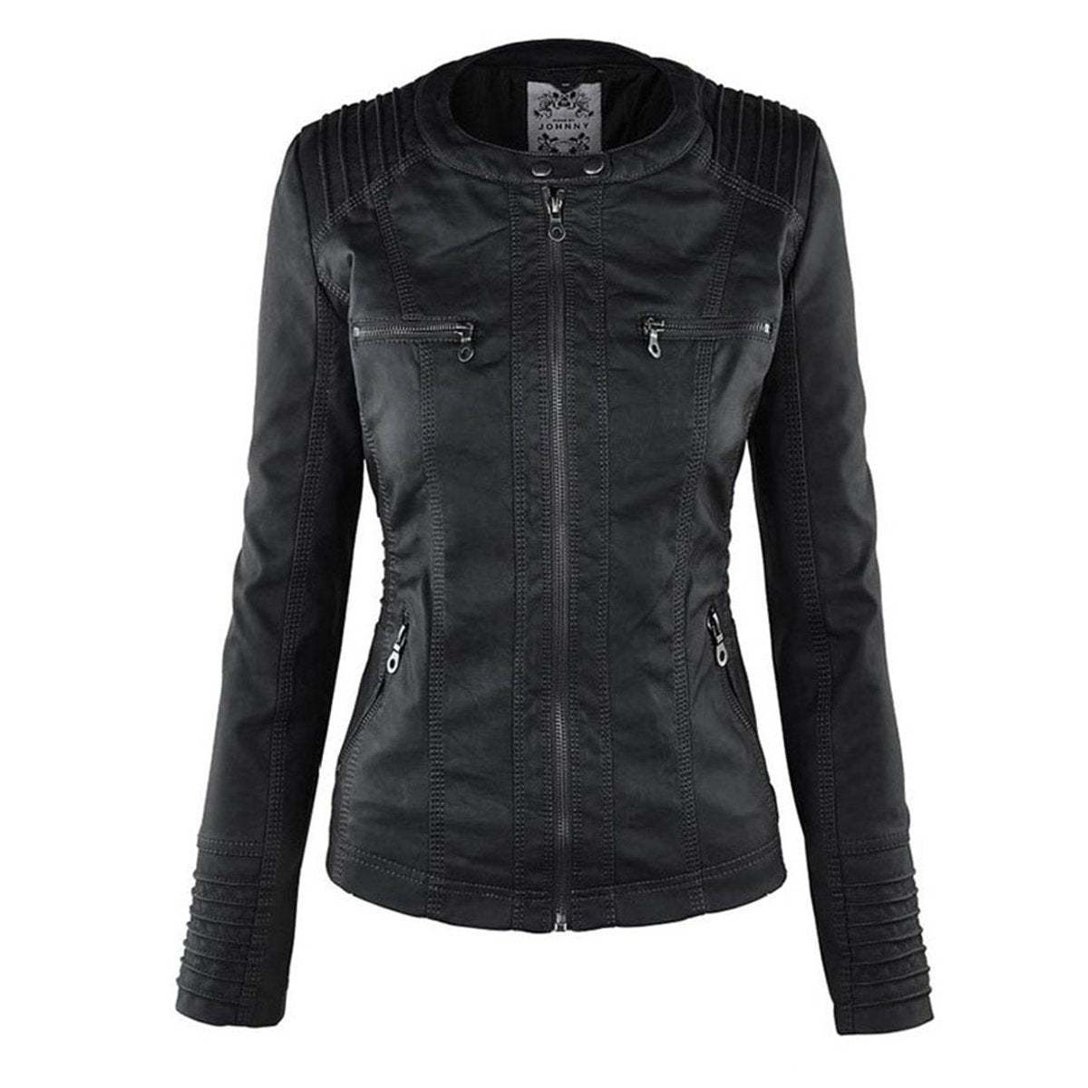 Honorine | Zip-Front Moto Jacket with Removable Hood for Women