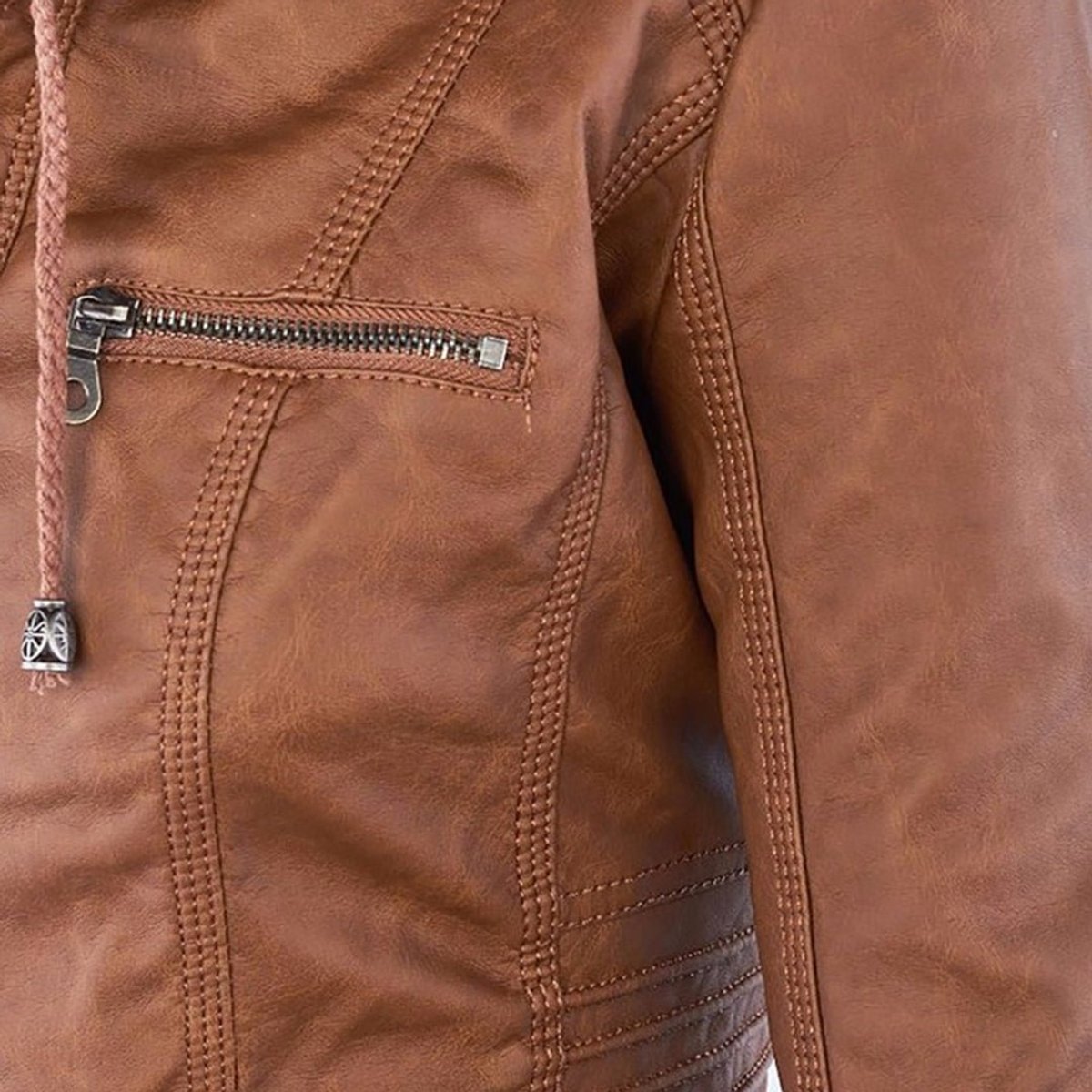 Honorine | Zip-Front Moto Jacket with Removable Hood for Women