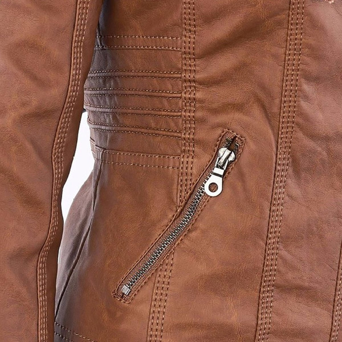 Honorine | Zip-Front Moto Jacket with Removable Hood for Women