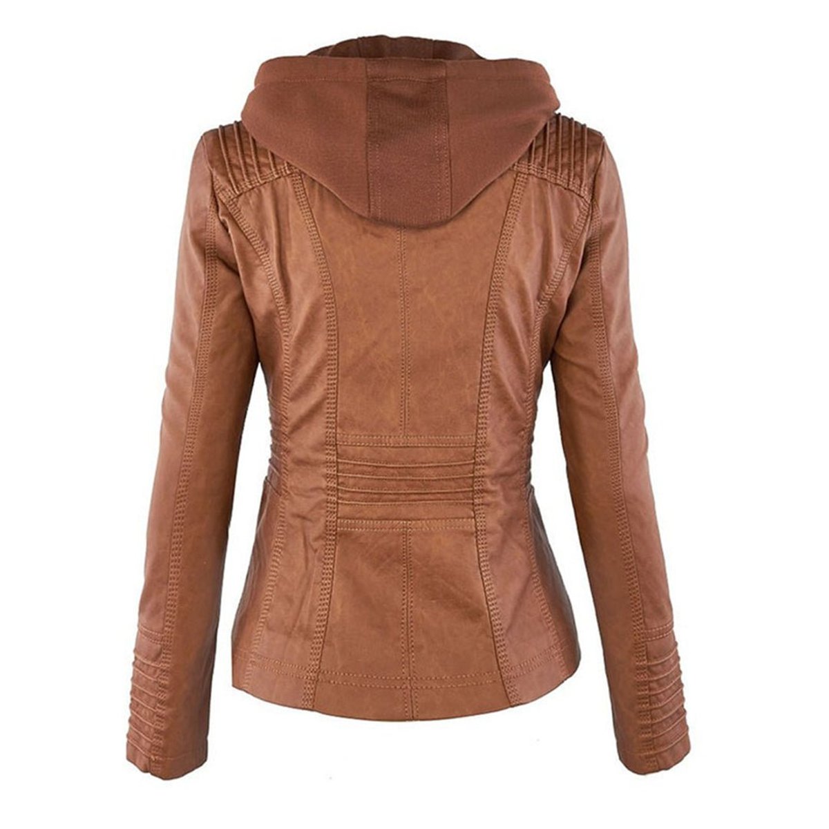 Honorine | Zip-Front Moto Jacket with Removable Hood for Women