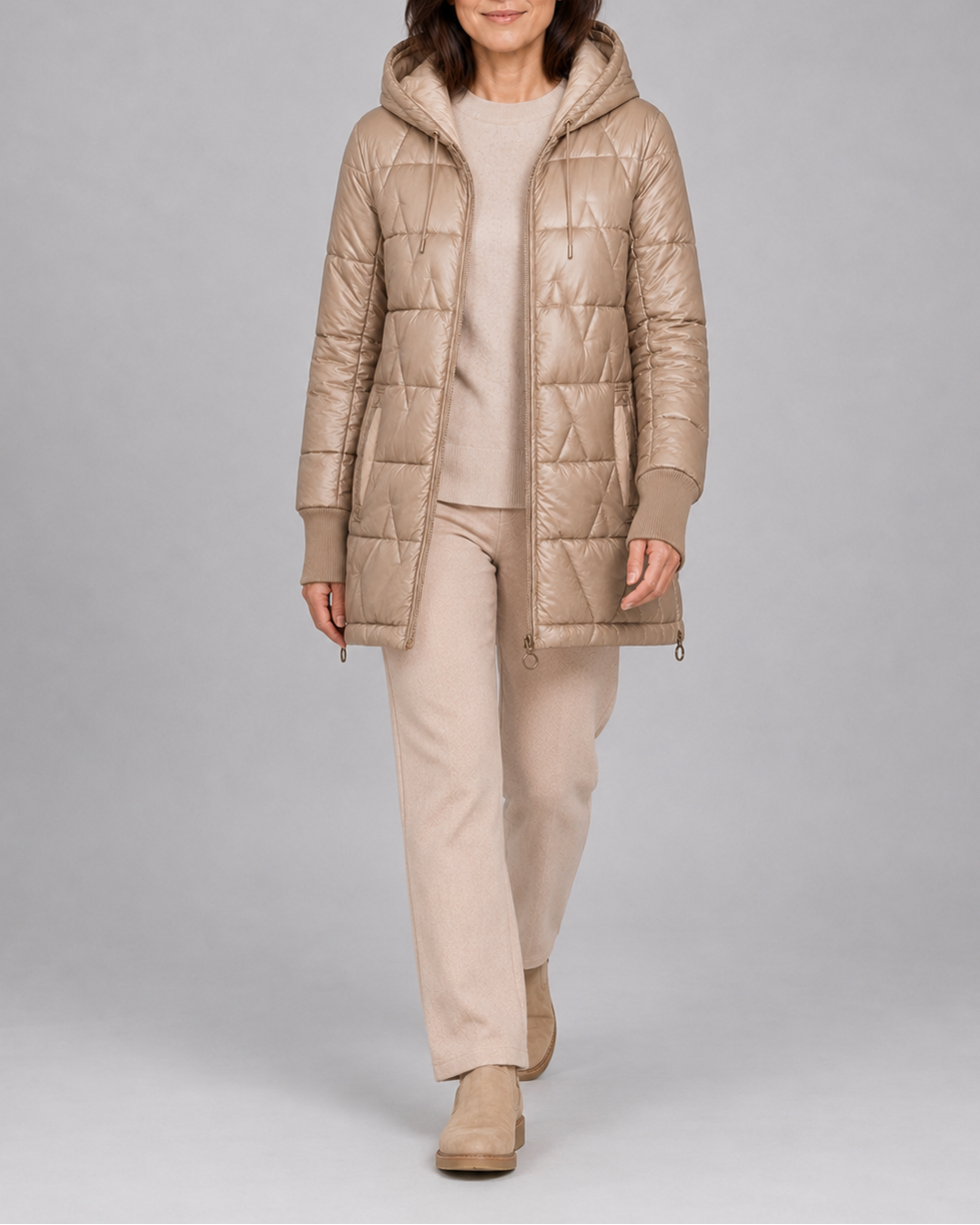 Shirley | Longline Hooded Quilted Puffer Jacket for Women