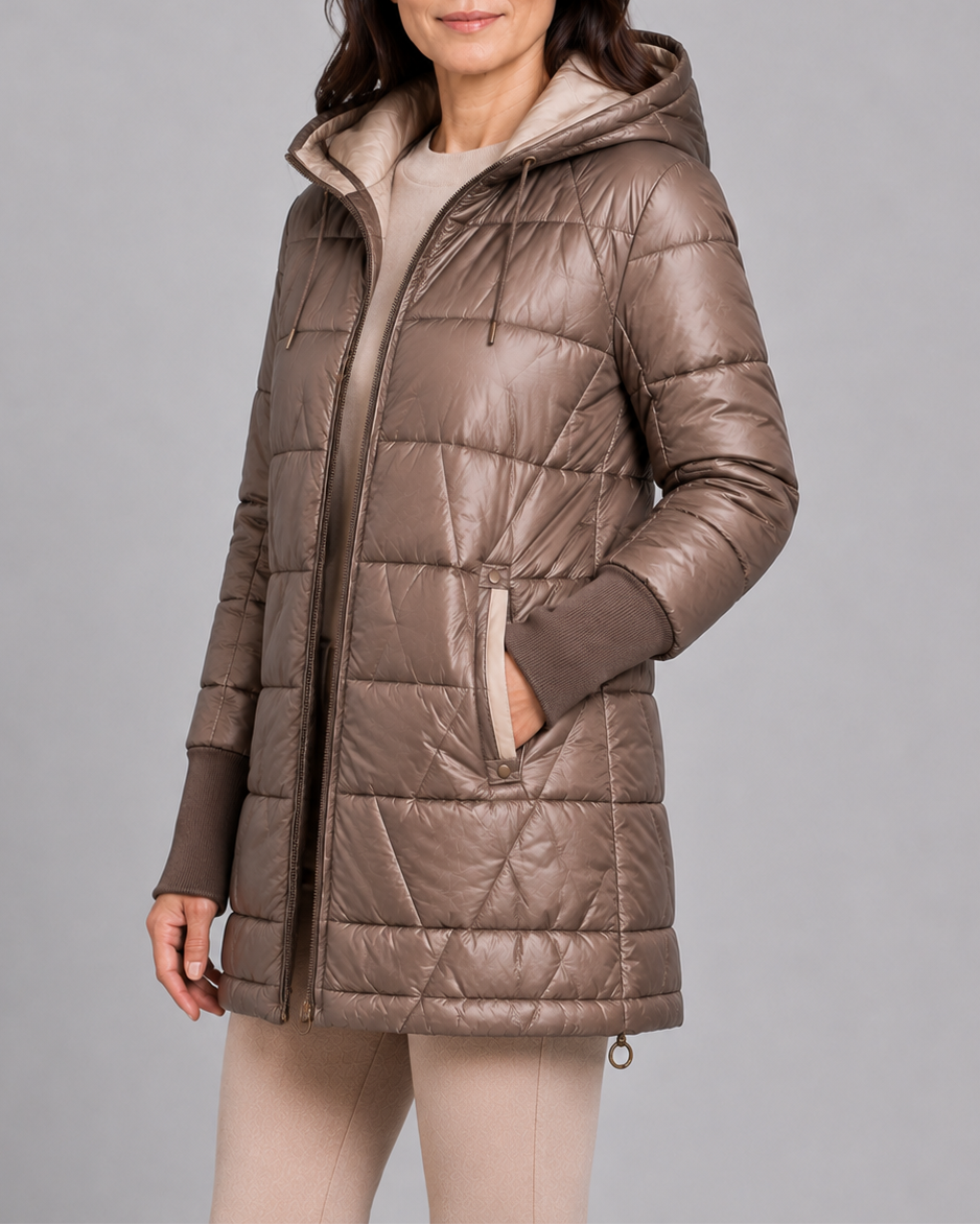 Shirley | Longline Hooded Quilted Puffer Jacket for Women
