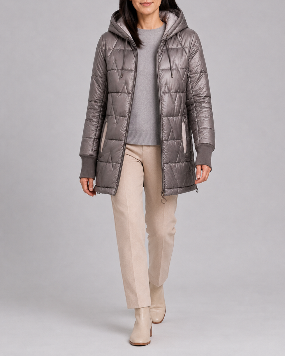 Shirley | Longline Hooded Quilted Puffer Jacket for Women